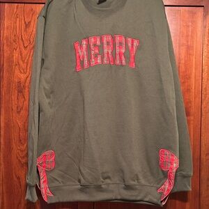 Green 'Merry' Sweater with Red Accents